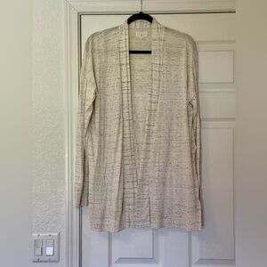 Lou & Grey Cream Open-Front Cotton Knit Cardigan